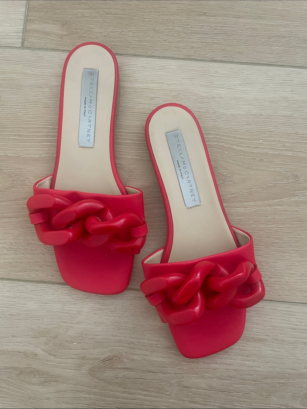 Stella McCartney Bold Red Chain-Link Slide Mules